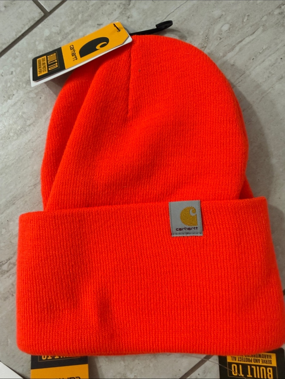Carhartt unisex Beanies in Bright Orange and blue tweed and tomato red $20 each - Picture 2 of 4